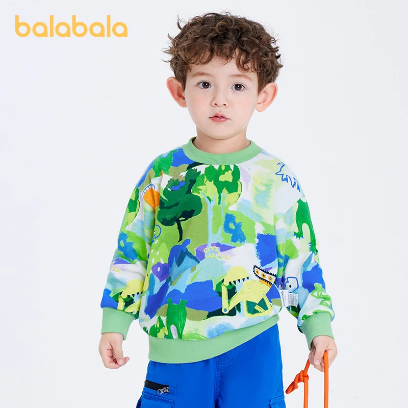 

Balabala, для малышей, 2023, унисекс, для мальчиков и девочек, свитер, футболка, весенний мультяшный стиль, новинка, Топ