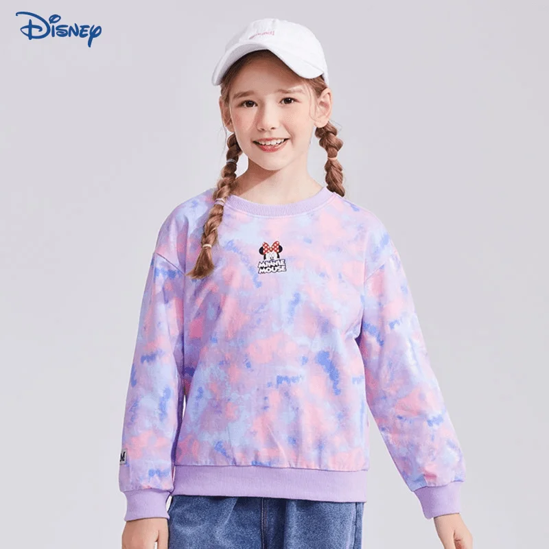 

Disney Minnie Baby Girl 100% Cotton Hoodie Spring Autumn Child Cartoon Pullover Long Sleeve Round Neck Top Baby Clothes 5-14Y