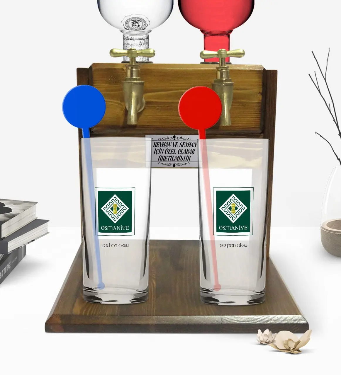 

Индивидуальный красочный печатный дизайн Osmaniye, туристическая двойная чашка для водки и водка с двойным краном, натуральная древесина водки...