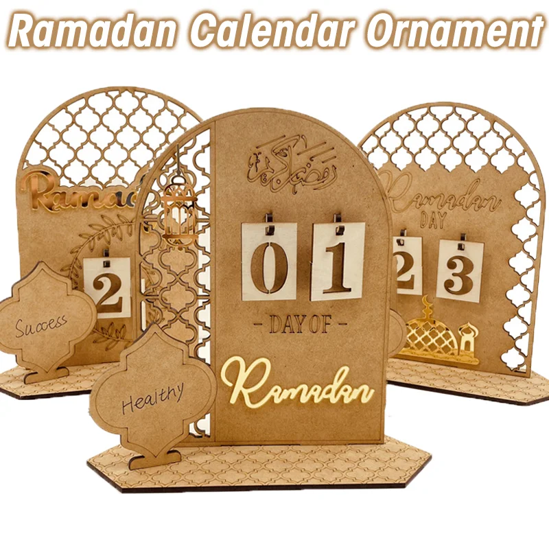 

Ramadan Countdown Calendar Eid Mubarak Wooden Ornament 2023 Ramadan Decoration for Home Islam Muslim Party Decor Ramadan Kareem