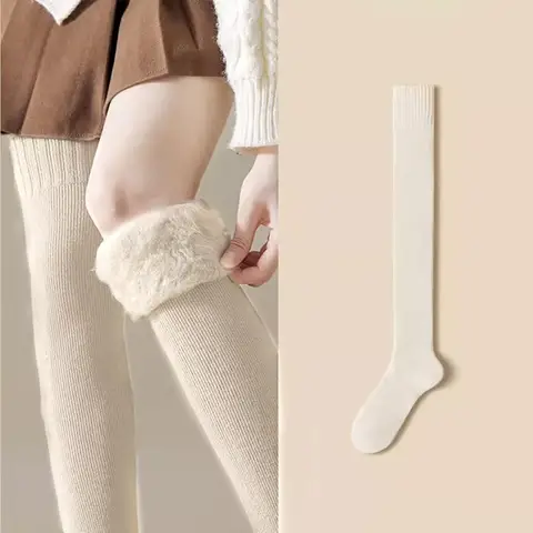 Женские теплые носки выше колена полиэстер