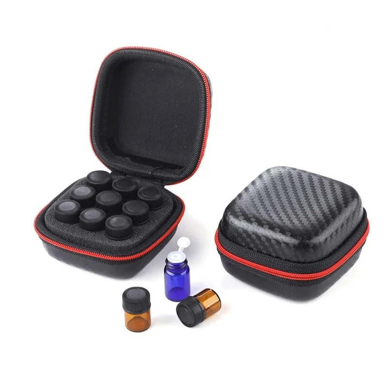 

10Pcs/pack 9 Slots Essential Oil Storage Bag 1ML-3ML Universal Bottle Storage Case Travel Perfume Oil Carrying Hanging Container