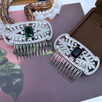 glass stone combs hair jewelry for women blue green vintage wedding party accessories