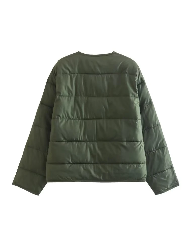 2022 Winter Ins Style Women Amy Green Warm Parkas Buttons Thick Chic Pockets Female Elegant Coat