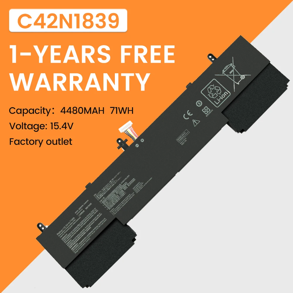 C42N1839 Аккумулятор для ноутбука Asus ZenBook 15 UX533FAC-A8097T UX533FTC UX534FAC UX534FTC UX563FD-A1015T 0B200-0347000 4 V