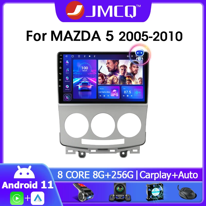 JMCQ Android 11 2 Din Car Radio for Mazda 5 2005-2010 Multimedia Video Player Stereo Navigation Carplay Speakers Head Unit Audio