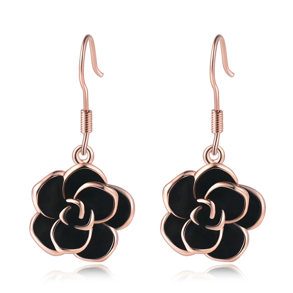 

Piercing Drop Earring for Women Girls Fashion Vintage Black Rose Shaped Rose Gold Silver Birthday Party Jewelry Accessories Gift