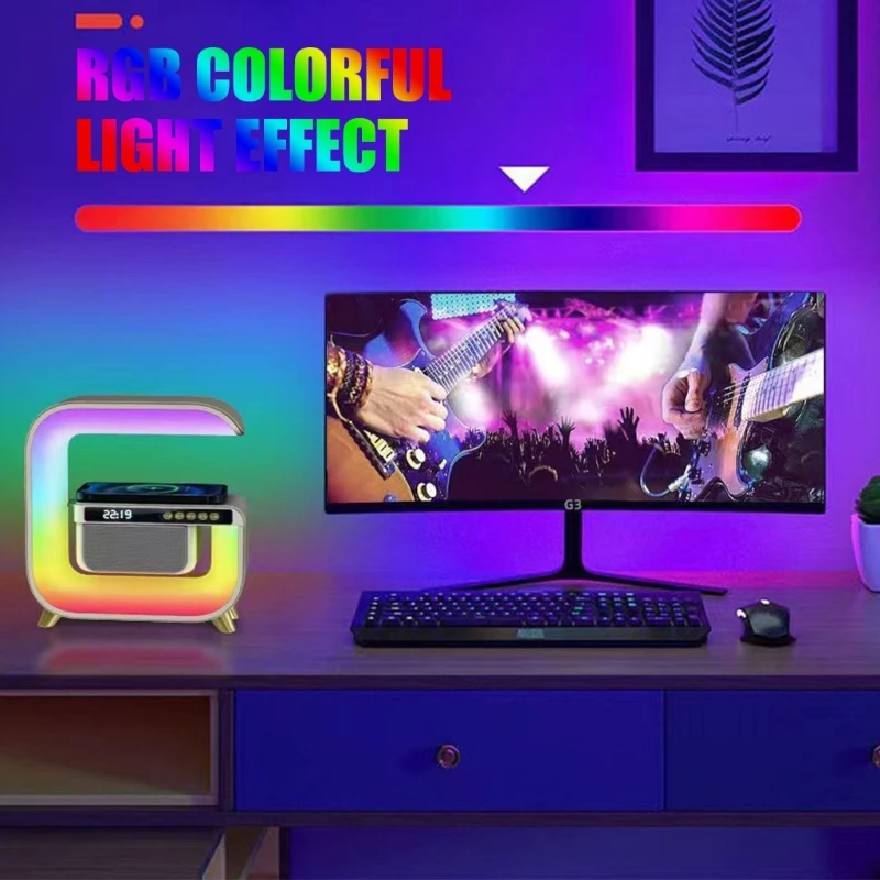 Настольная лампа прикроватная тумбочка и беспроводное зарядное устройство BT5.3