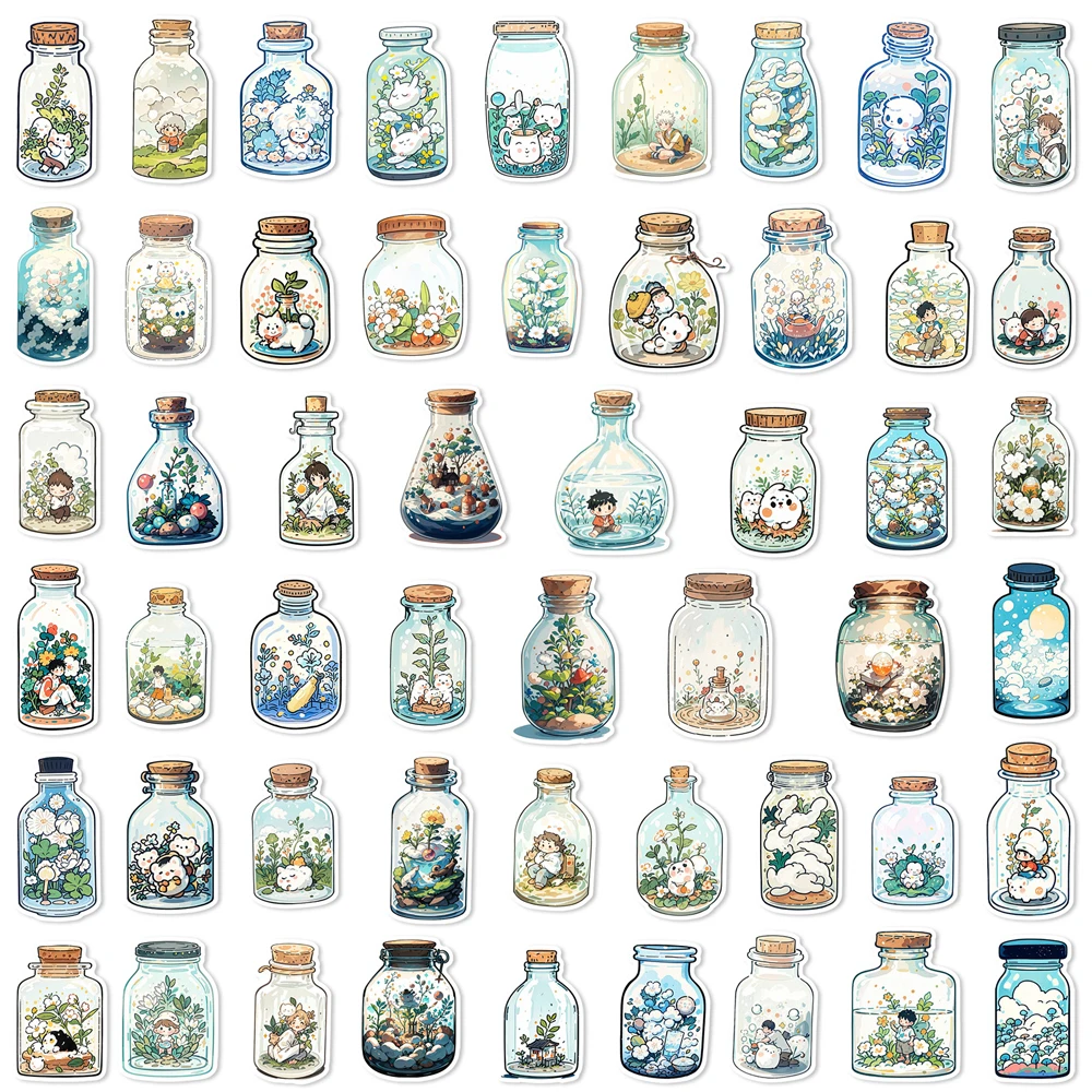 10 / 30 50pcs Бутылка в мире мультяшные наклейки эстетические декоративные ноутбук