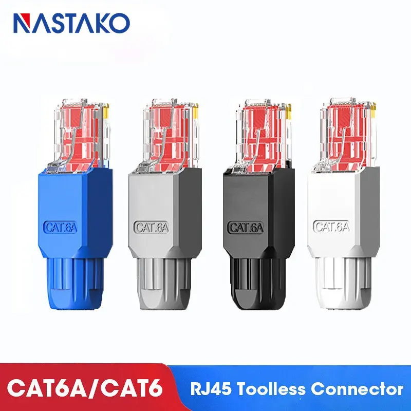 

NASTAKO 2 шт. RJ45 CAT6A CAT6 Соединительный инструмент свободные Ethernet выходные вилки, кабель 23AWG до 26AWG интернет-вилка без инструментов
