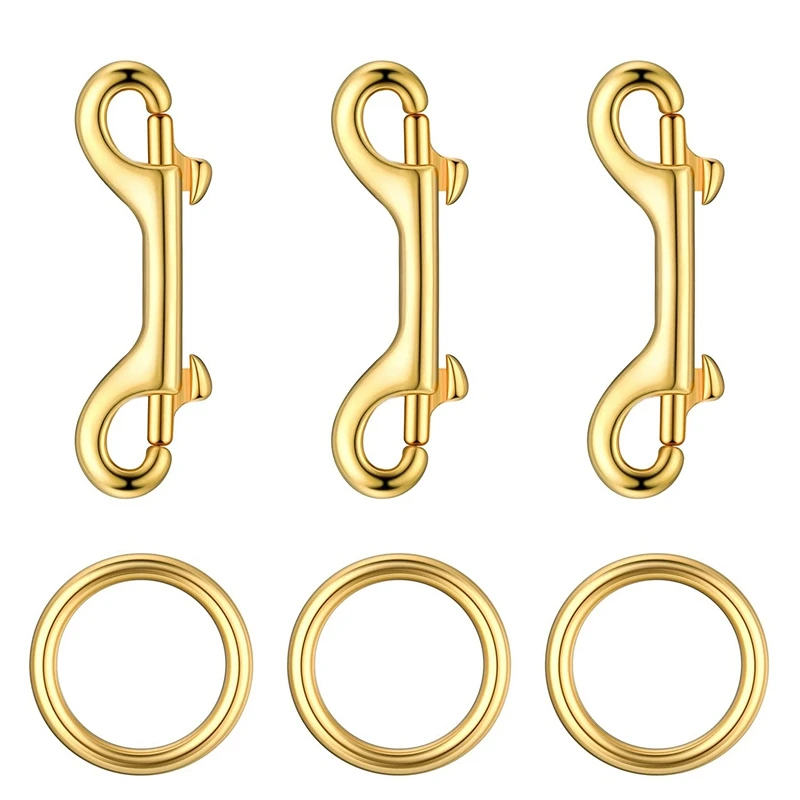 

Double Ended Bolt Snap Hook With Brass Ring,Double Sided Clip Pet Accessory For Linking Dog Leash Collar Leash Key Chain