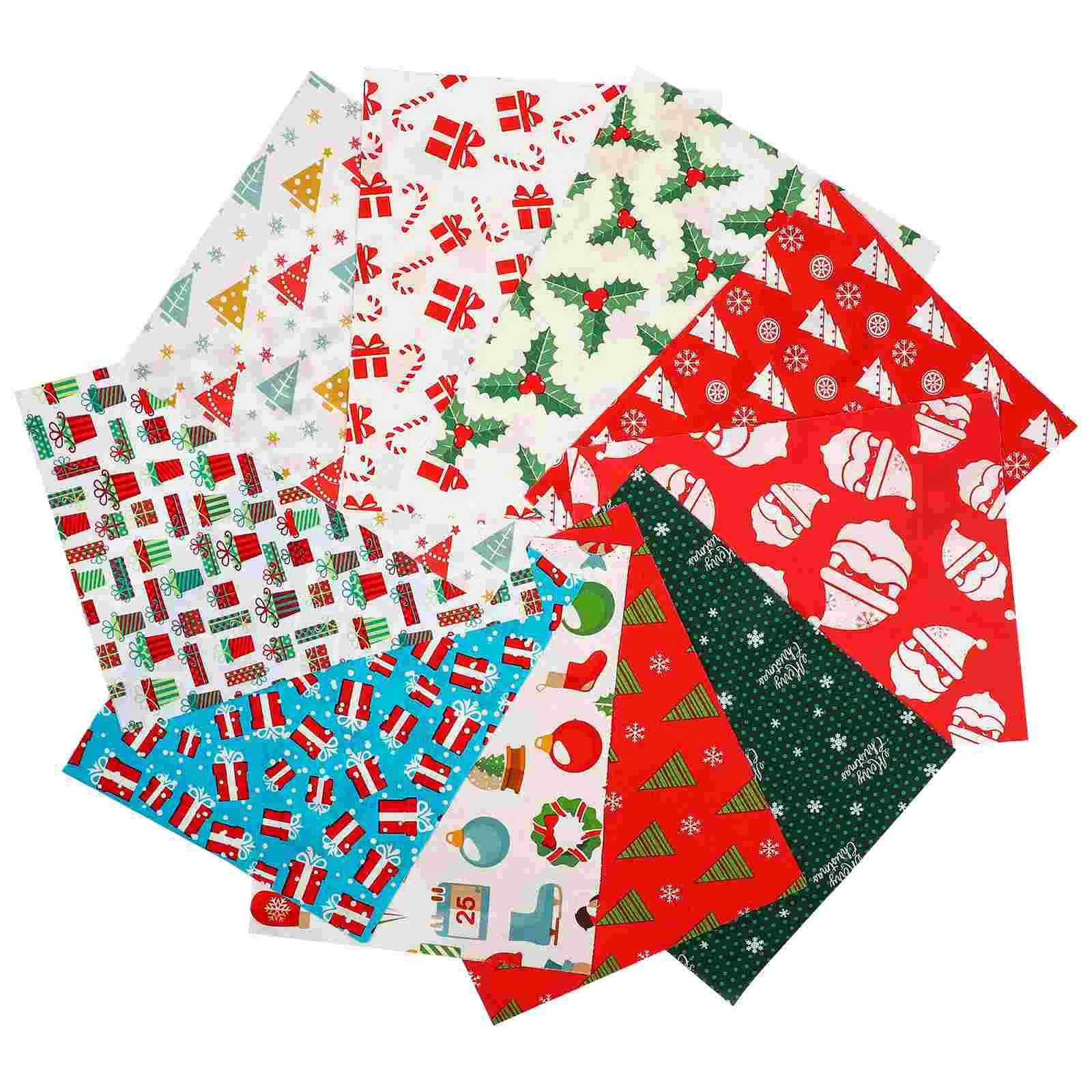 

10 Sheets Fabric Cloth Patchwork Craft Fabric Christmas Patchwork Cloth Christmas Material Christmas Fabric Squares