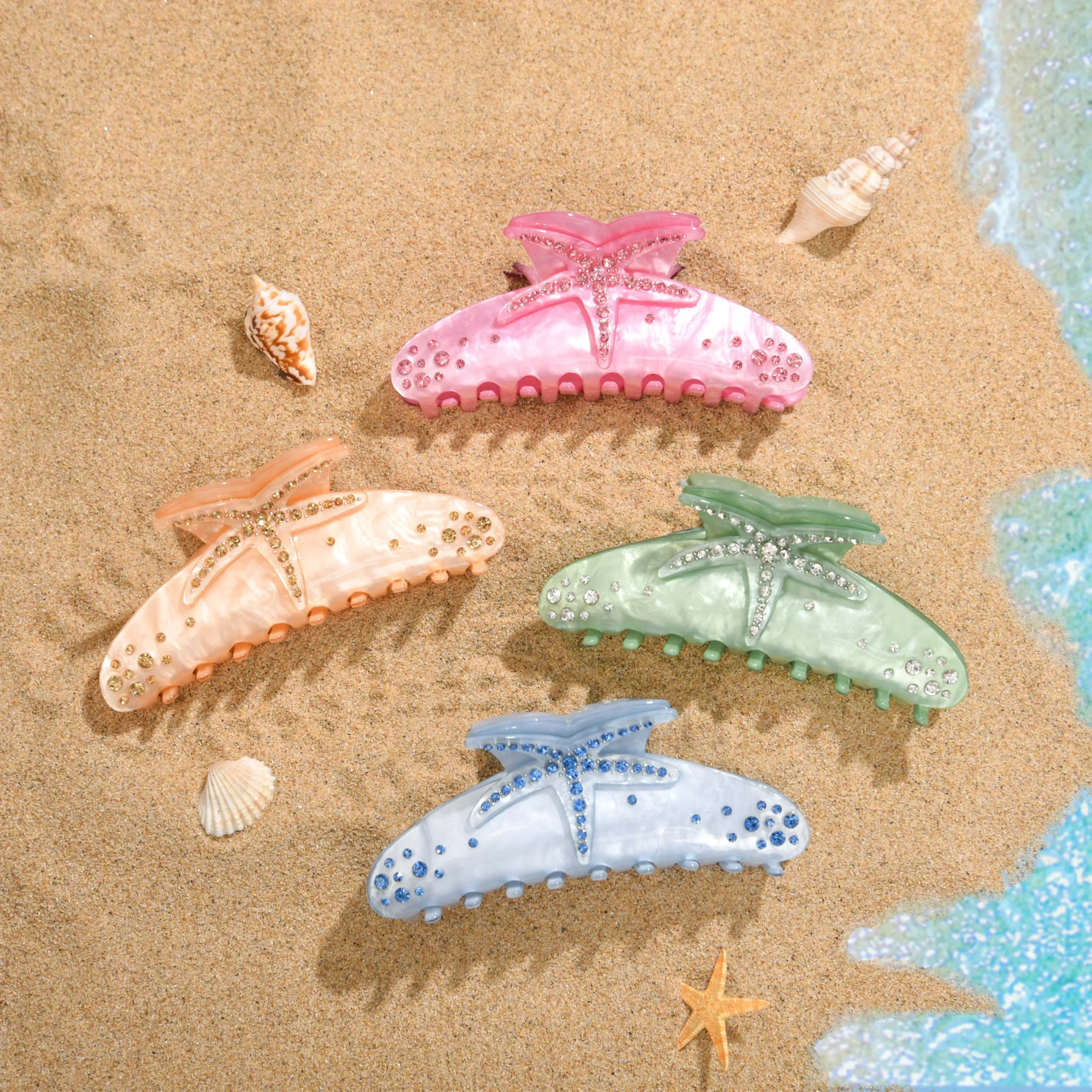 DS новый стиль стразы морская звезда коготь для волос акриловые заколки летние