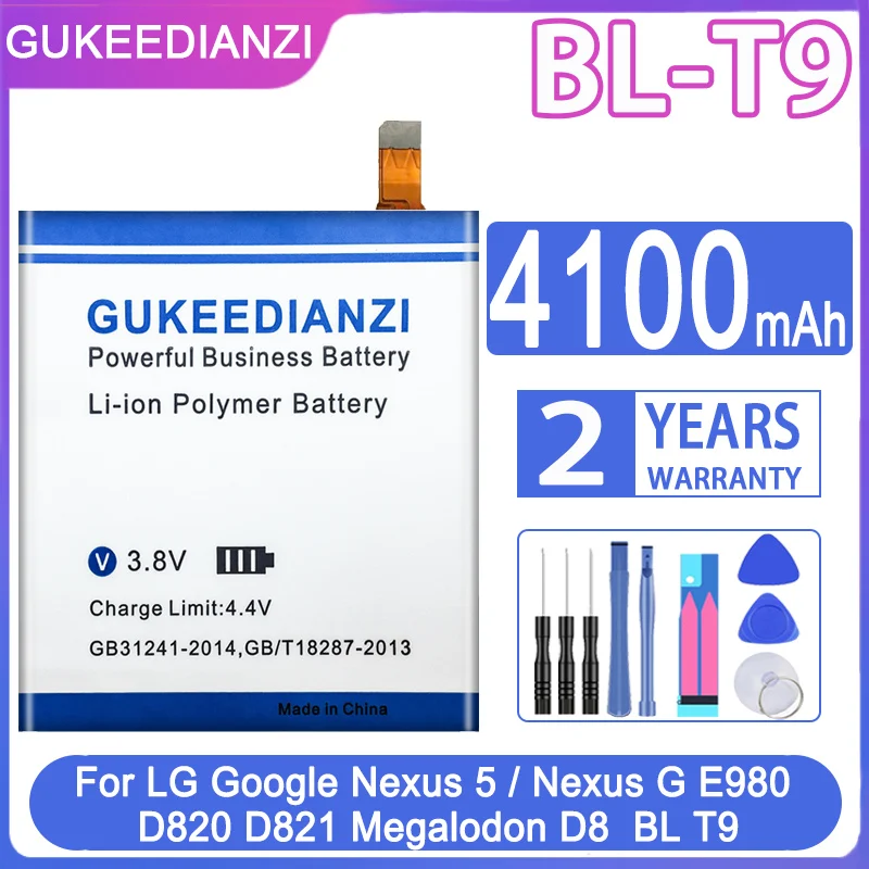 

GUKEEDIANZI 4100mAh Replacement Phone Battery For LG Google Nexus 5 Nexus5 E980 Nexus G D820 D821 BL-T9 BLT9 Batteries + Tools