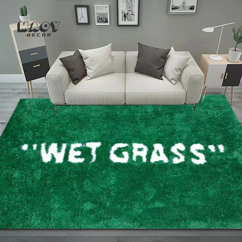 

Wet Grass Carpet Luxury Brand Green Area Living Room Floor Mat Bedroom Bedside Bay Window Sofa Home Decor Mat Area Rug Large