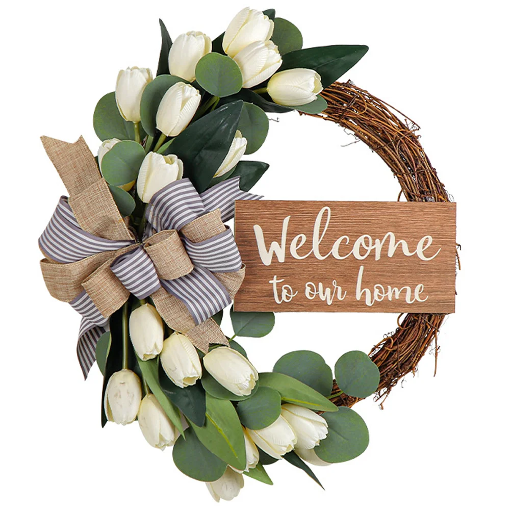 

Flower Garland Beach Decor Wall Hanging Ornament Decorate Door Wreath Party Rattan Circle Home