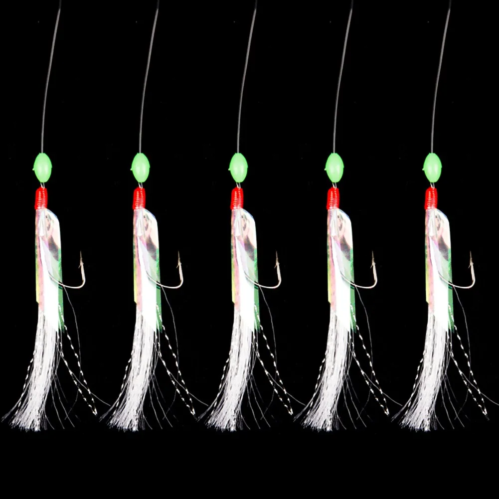 

5Pcs/Pack Fishhook Sabiki Fishing Hook Bionic Fish Skin Lure Soft Fishing Lure Rigs Bait Jigs Lure Herring Bait Fishing Tackle