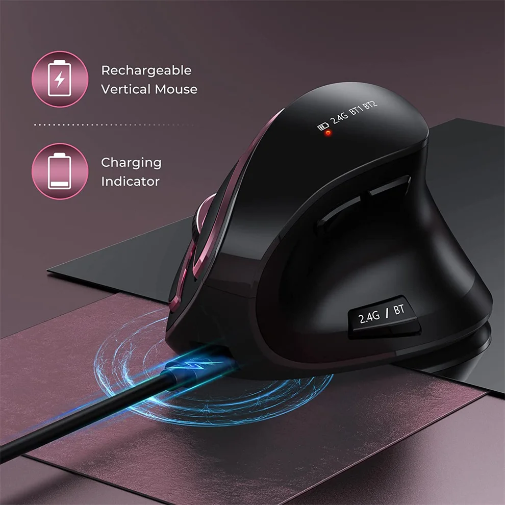 seenda 2 4gbluetooth vertical mouse wireless for apple mac laptop notebook 9 buttons gaming mouse rechargeable free global shipping