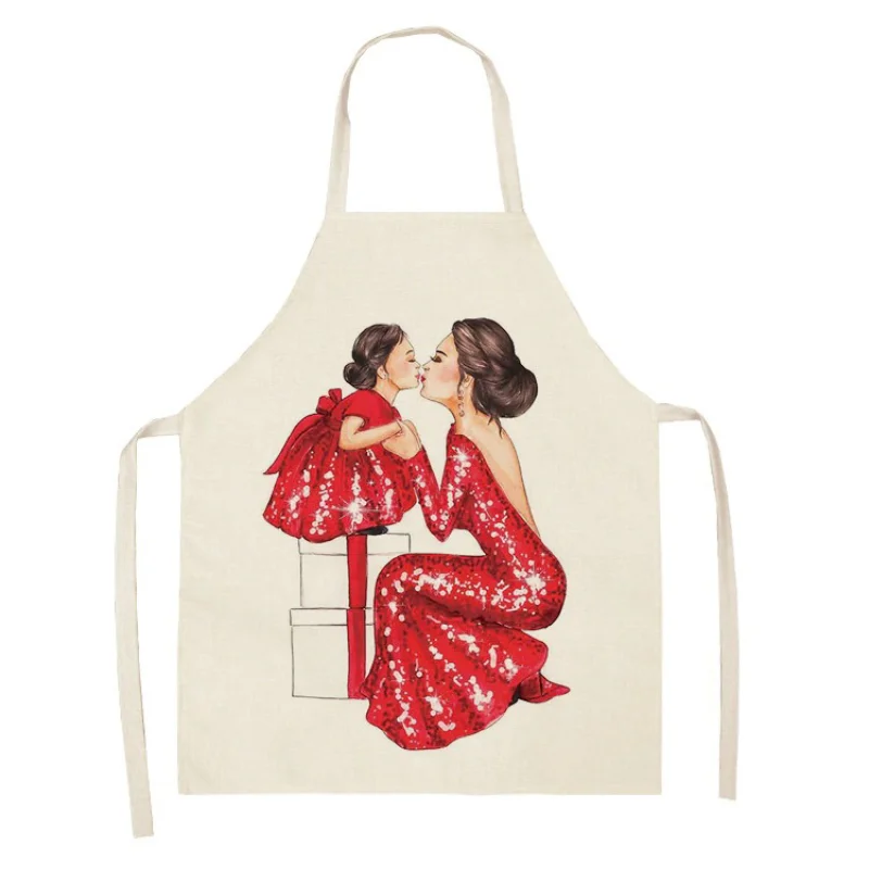 

New Parent-child Sleeveless Apron Kitchen Daily Cleaning Sleeveless Gown Mother's Day Linen Aprons for Women Cooking Accessories