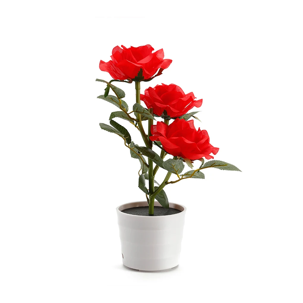 

Solar Light Bonsai Flower Pot Waterproof Lamp Artificial Potted Plant Rose Lights Landscape Lamps Lawn Plants Home