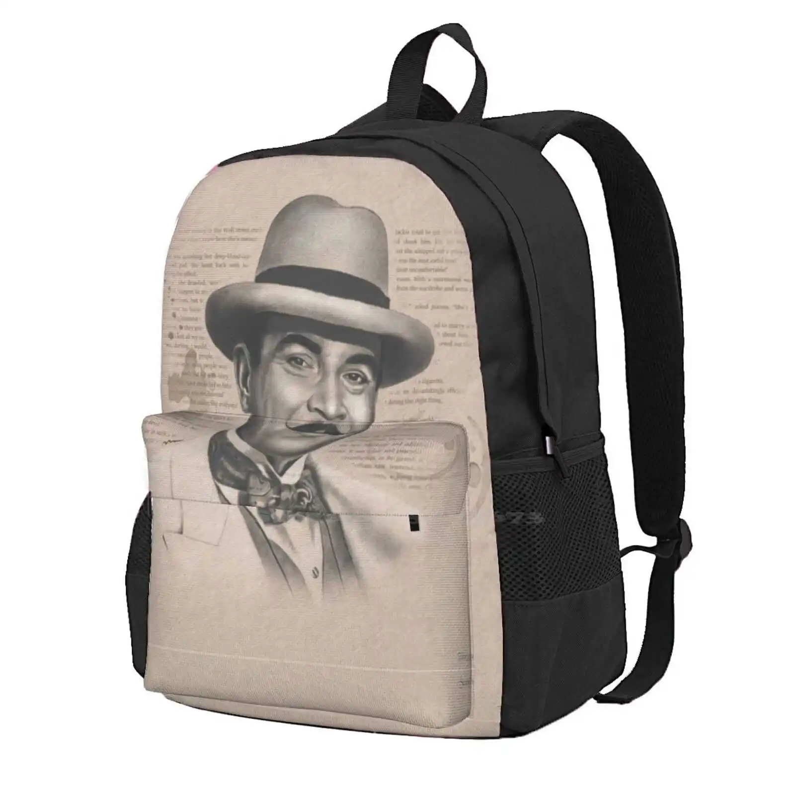 

Hercule Poirot Hot Sale Backpack Fashion Bags Hercule Poirot Agatha Christie Mystery Books David Suchet