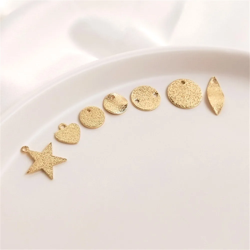 

14K Gold Filled Plated Sand hanging hole round piece star heart leaf pendant ear hanging earrings accessories