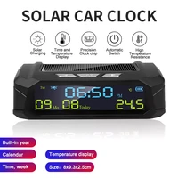 car clock usb solar charge smart digital clock calendar time temperature led display automobile interior accessories auto start