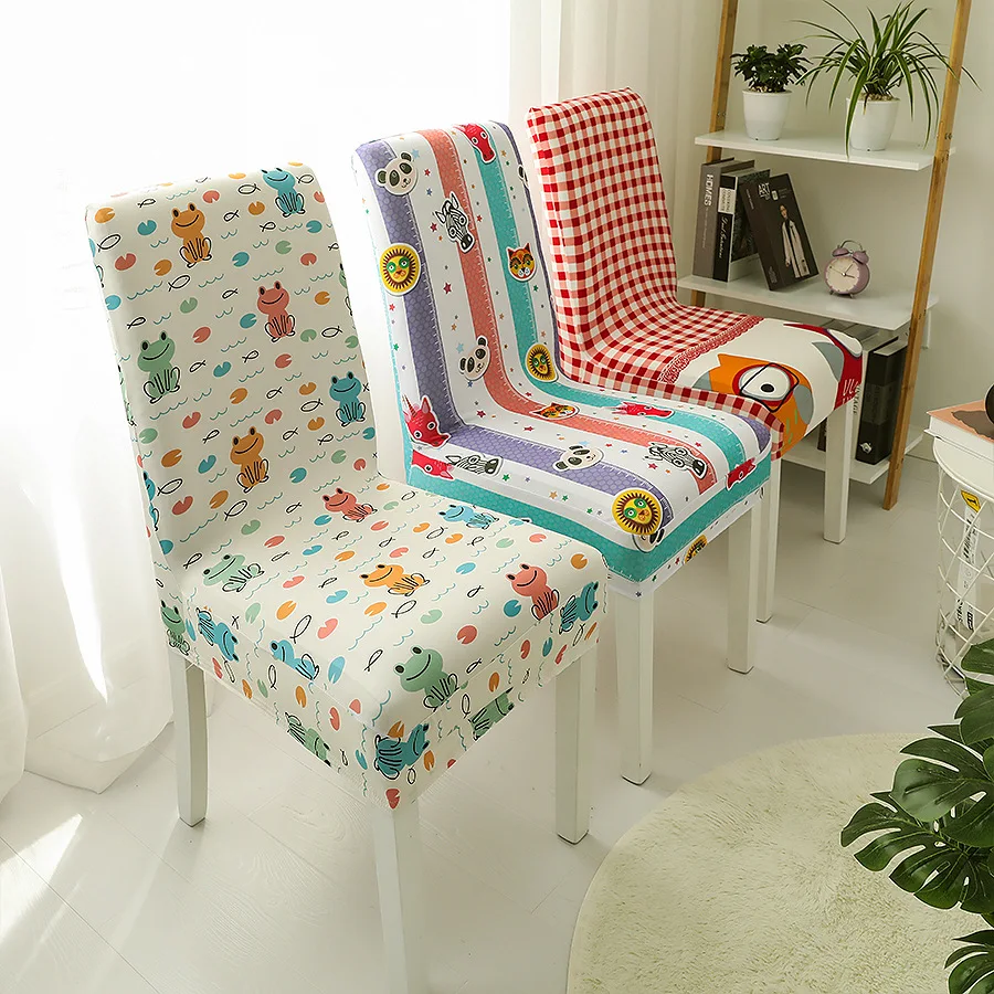 

Elastic Chair Covers Dining Room Spandex Stretch Office Chair Case Printed Slipcovers Removable Home Decoration 1/2/4/6piece