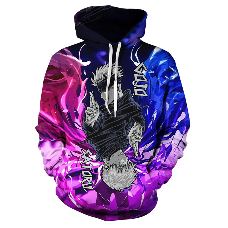 

New Pop 3D Anime Jujutsu Kaisen Printed Hoodies For Men Manga Satoru Gojo Graphic Sweatshirt Kid Fashion Pullovers Harajuku Tops