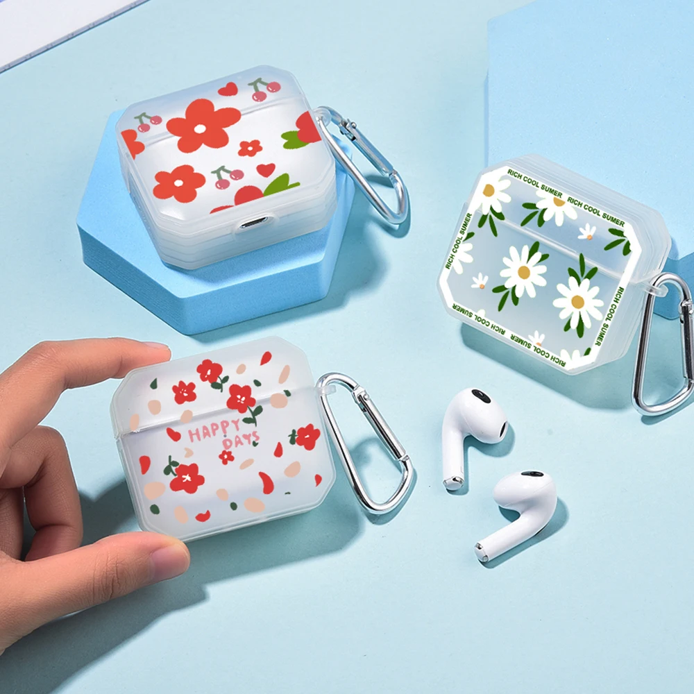 

Daisy Cover For Airpods 3 3rd Generation Straight Square Earphone Case For Apple Air Pods Airpod Pro 2 1 With Hook Silicone Case