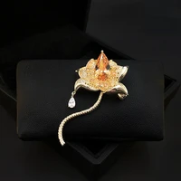luxury lotus brooch womens flower suit pins fixed clothes decoration sweater corsage coat accessories rhinestone jewelry gifts