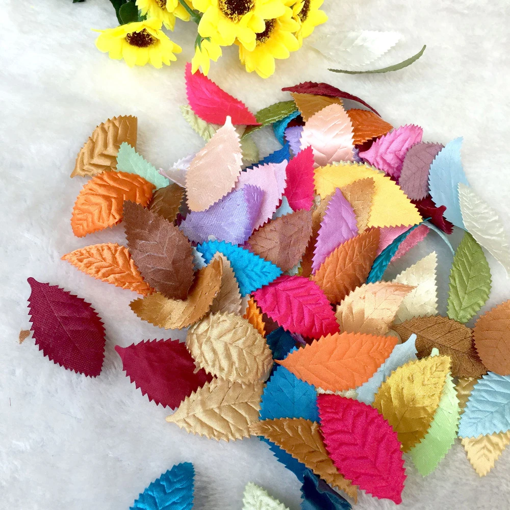 

50Pcs Silk Artificial Fake Flower Leaves Golden Tree Leaves Wedding DIY Handmade Materials Headdress Wreath Accessories