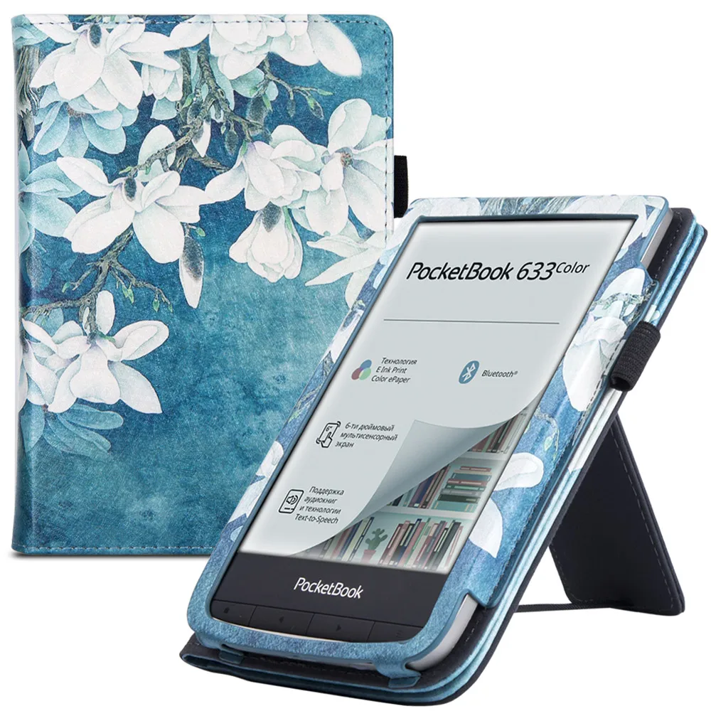 Stand Case for PocketBook 617 eReader 2022 Release, Premium PU Leather Sleeve Cover with Hand Starp and Auto Sleep