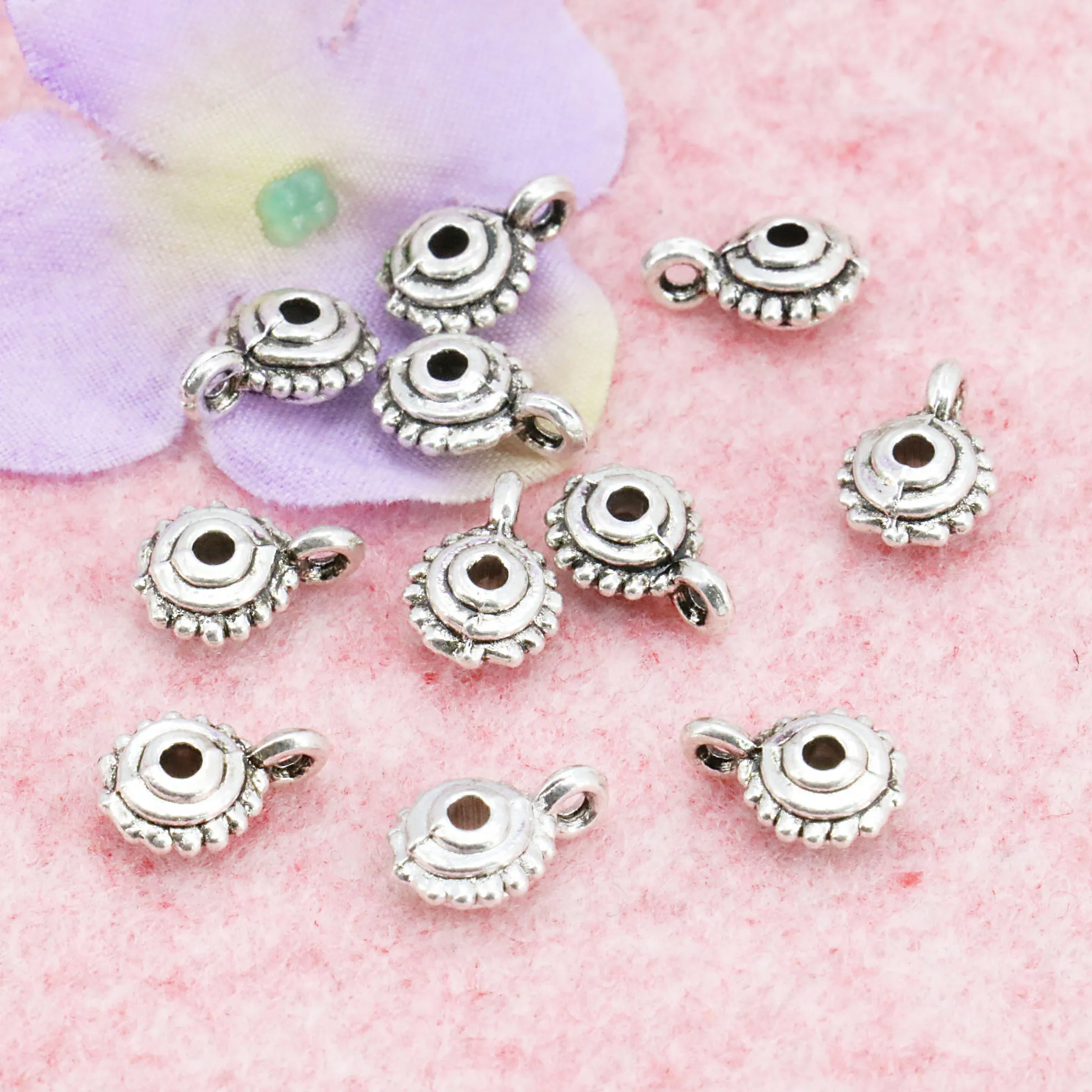

5PCS 12x5mm Round Hole Charms DIY Loose Beads Pendant Alloy Findings Accessories For Necklace Bracelet Jewelry Making Design