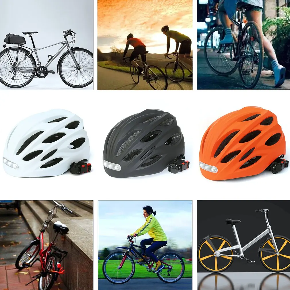 

Ultralight Mountain Bike Road Helmet With Warning LED Front Light Riding Cycling Ventilated Safety Helmet Bicycle Helmet