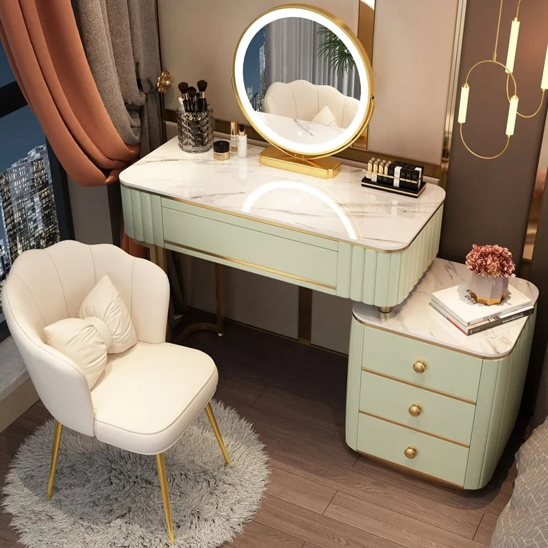 

Nordic Dressers Luxury Design Vanity Makeup Table Dressing Table with Smart Mirror and Stool Dressers Bedside Desk Muebles Ins