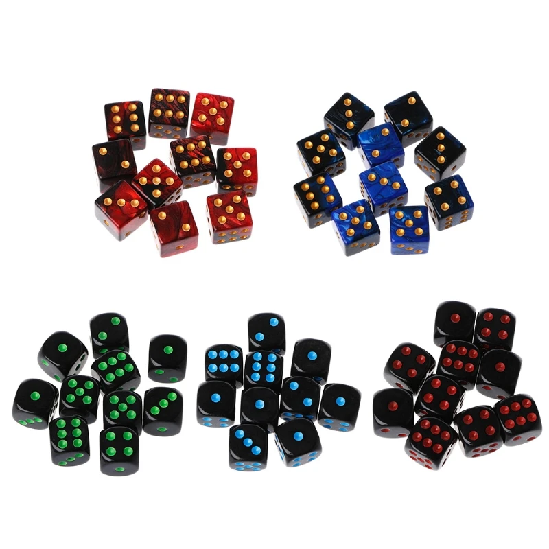 

10pcs 15mm Multicolor Acrylic Cube Beads Six Sides Portable Table Games Toy D5QD