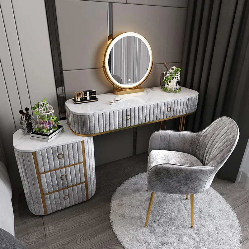 

Luxury Marble Dressing Table Bedroom Minimalist Storage Cabinet Integrated Small Apartment Makeup Schminktisch Household Items