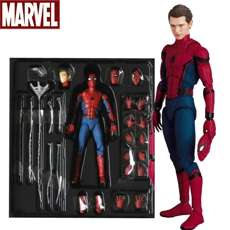Marvel Mafex 044 Avengers Spiderman figurka statua może zmienić Tom Holland twarz Spider-Man lalka Model kolekcja zabawek prezent
