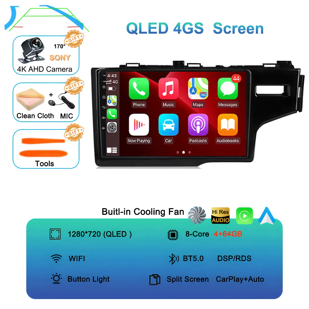 

9 дюймов Android 15 Автомобильный радиоприемник для Honda Fit Jazz 2013 2014 2016 2018 GPS-навигация Стерео Мультимедийный видеоплеер Экран Головное устройство