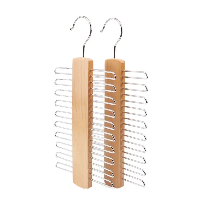 

Wooden 20 Bar Tie Rack Hanger - Scarf, Belt, Accessory Organiser Dropshipping