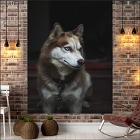 animal lone wolf wolves printed tapestry is soft and easy to care for wall decoration hanging cloth