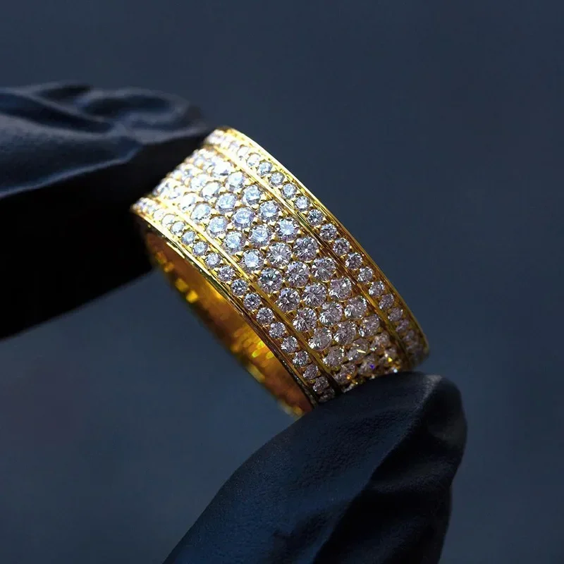 New Row Diamond Zircon Silver Women's Ring Shiny High Grade AAA White Cubic Zirconia Fashion Wedding Eternal Jewelry