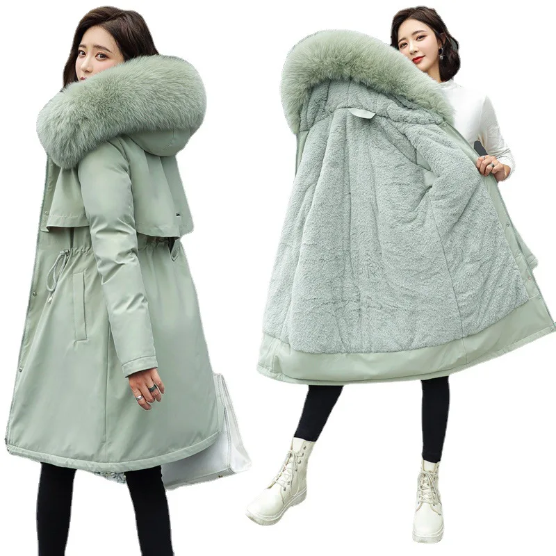 Pie To Overcome Down Padded Jacket Women's Mid-length New Korean Version of The Waist Thickened Warm Padded Jacket