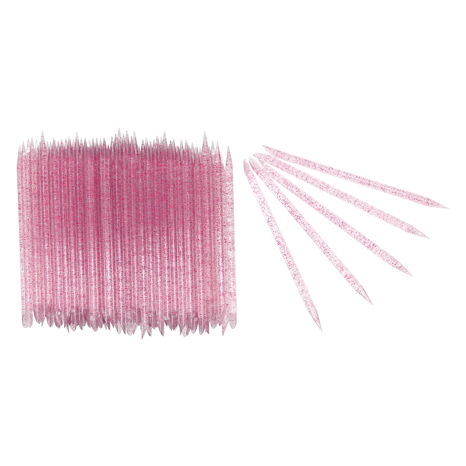 

100pcs Disposable Nail Cuticle Pusher Double End Cuticle Manicure Pedicure SticksPurplish Red