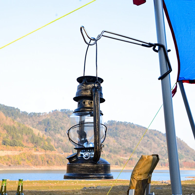 

Non-slip Canopy Tent Pole Hanging Clip Portable Lamp Holder Water Cup Bracket Stainless Steel Hook