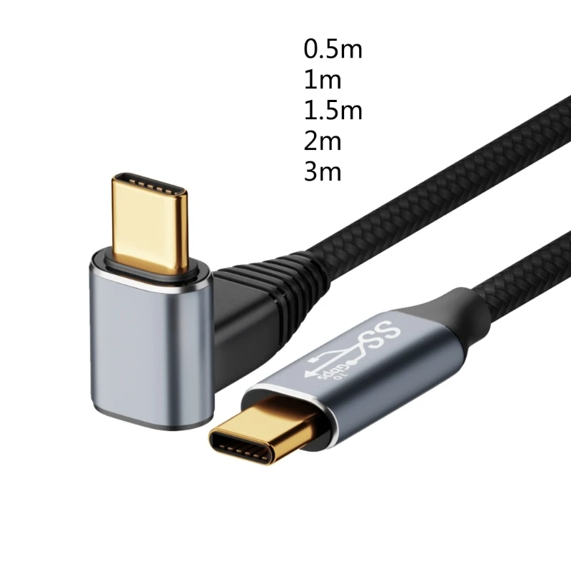 Кабель для передачи данных 10 Гб Type-C USB C 100 Вт 10 Гбит/с Gen2 кабель для передачи данных 90 градусов штекер-штекер