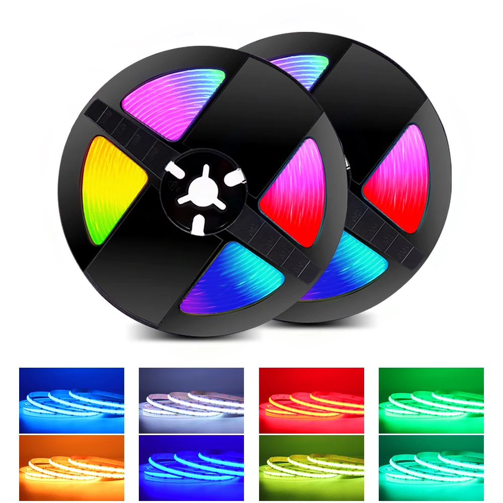 Цветная гибкая светодиодная лента RGB COB RGBCCT, RGBW, 12 В, 24 В постоянного тока, яркий цвет, ФОБ, светодиодная лента для спальни, домашний декор