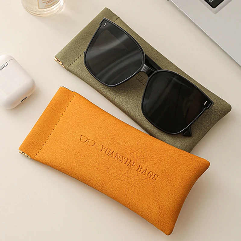 

Fashion Soft Leather Reading Glasses Bag Case Waterproof Solid Sunglasses Pouch Simple Eyewear Storage Bags Eyewear Accessories