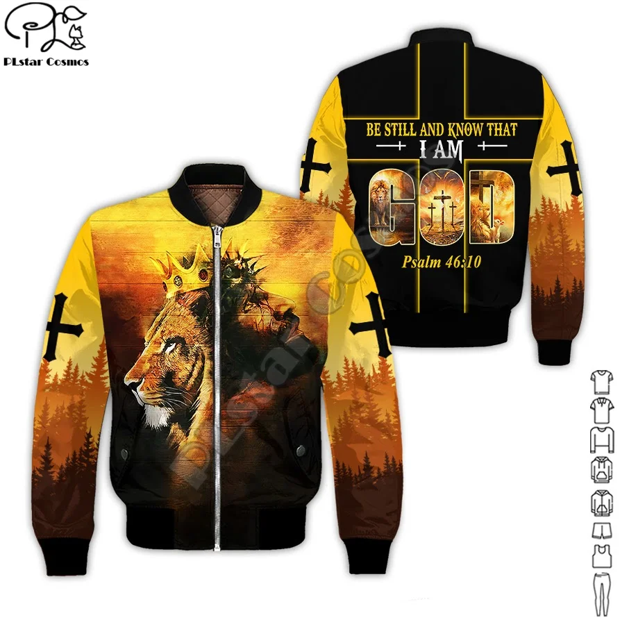 

Christian Child Of God Savior Jesus Lion Retro Tattoo Windbreaker Harajuku 3DPrint Unisex Overcoat Casual Funny Bomber Jacket A1
